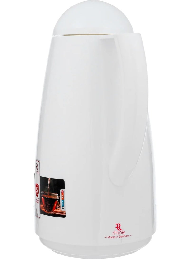 RHINE thermos, 1 liter, thermal glass inner container, plastic outer shell - white 2 - Image 2