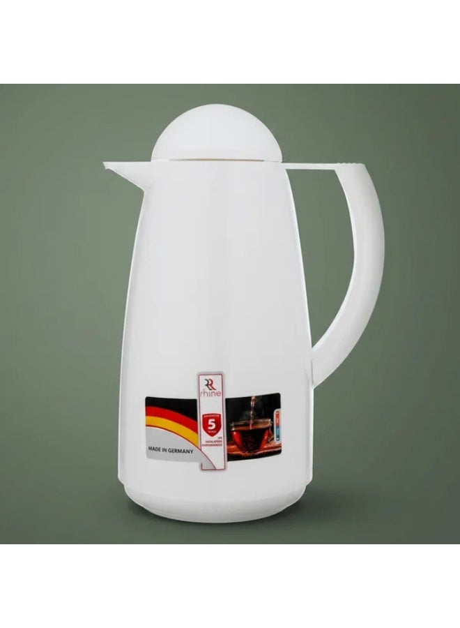RHINE thermos, 1 liter, thermal glass inner container, plastic outer shell - white 2 - Image 1