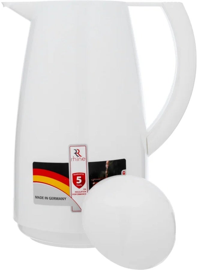 RHINE thermos, 1 liter, thermal glass inner container, plastic outer shell - white 2 - Image 4