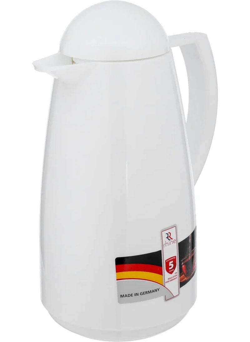 RHINE thermos, 1 liter, thermal glass inner container, plastic outer shell - white 2 - Image 3
