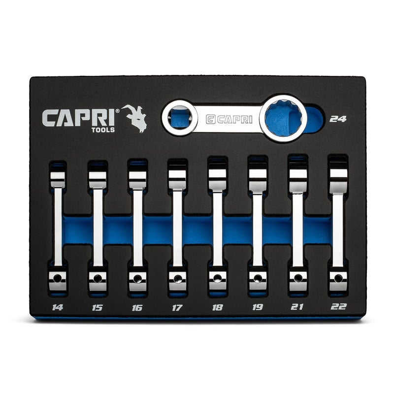 Capri Tools 12 in Drive Torque Adapter Set 12Point Box End 14 to 24 mm Metric 9Piece with Mechanics Tray