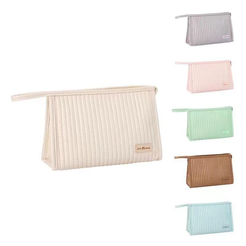 SUNBEET Cosmetic Bags for Women Small Makeup Bag for Purse Travel Portable Toiletry Bag for Women Waterproof Cute Pink Daily Use Storage Purse with Zipper for Travelling - Image 1