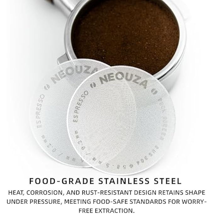 NEOUZA 535Mm Espresso Puck Screen 02Mm Ultra Thin Coffee Filter 304 Stainless Steel Reusable Mesh For 5354Mm Portafilter Basket No Coffee Dose Reduction - Image 5