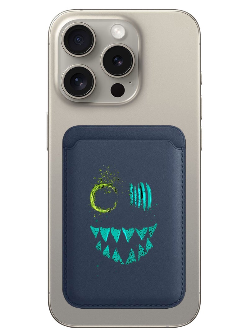 Theodor Magnetic Wallet, Compatible with MagSafe Wallet, for iPhone Wallet, for iPhone 16/15/14/13/12 Series, Not for iPhone 13/12 mini, 3 Card Holder, Vegan Leather, Navy - ghost - Image 1