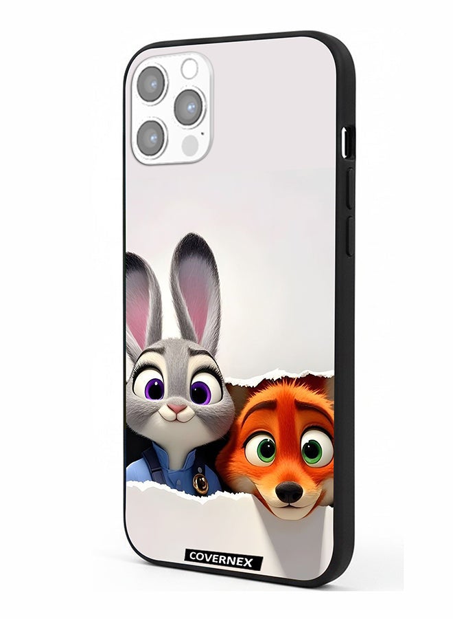 Covernex Apple iPhone 12 Pro Protective Case Cover Printed Featuring Zootopia Dynamic Duo - Image 1