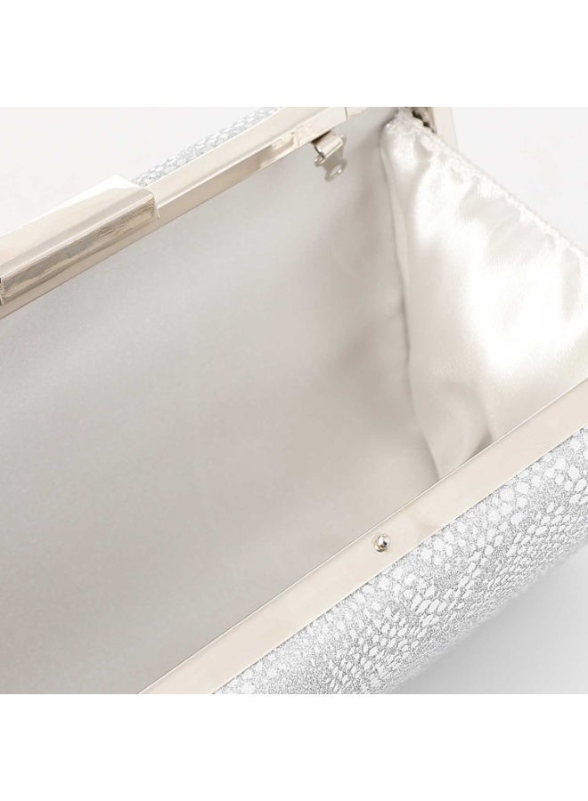 Mr.joe Mr Joe Elegant Silver Textured Hard case Clutch with Chain Strap -4147 - Image 3