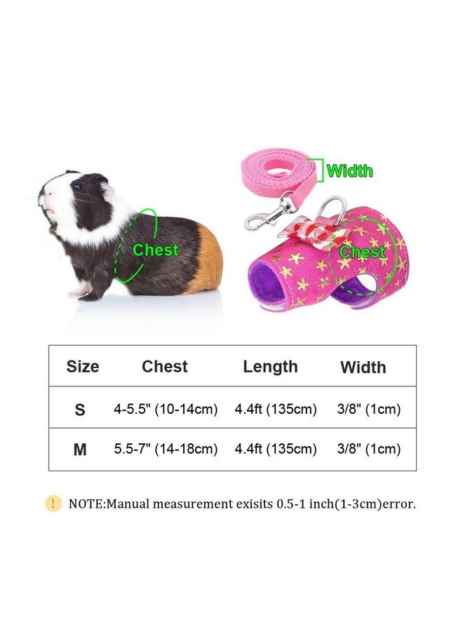 Stock Show Stock Show Small Pet Outdoor Walking Harness Vest and Leash Set with Cute Bowknot Decor Chest Strap Harness for Rat Ferret Squirrel Hamster Clothes Accessory, Pink Star  - Image 4