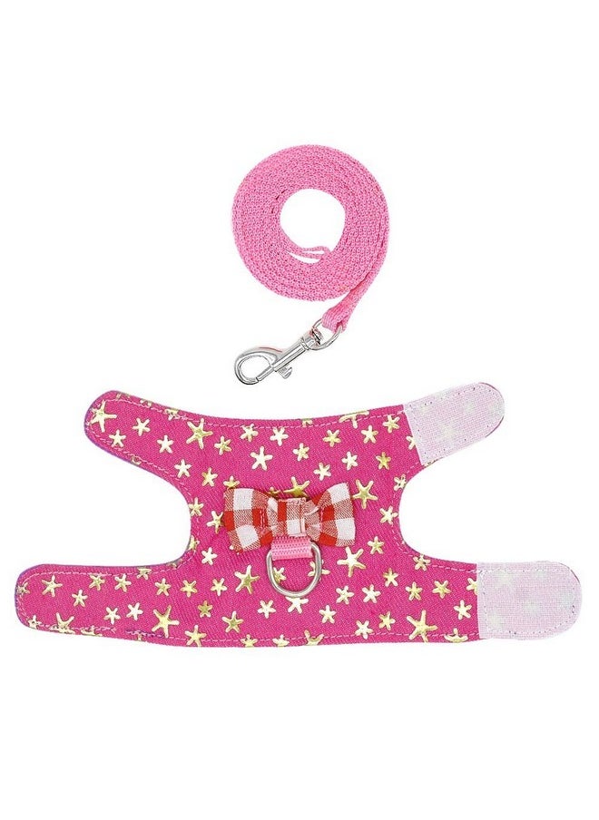 Stock Show Stock Show Small Pet Outdoor Walking Harness Vest and Leash Set with Cute Bowknot Decor Chest Strap Harness for Rat Ferret Squirrel Hamster Clothes Accessory, Pink Star  - Image 3