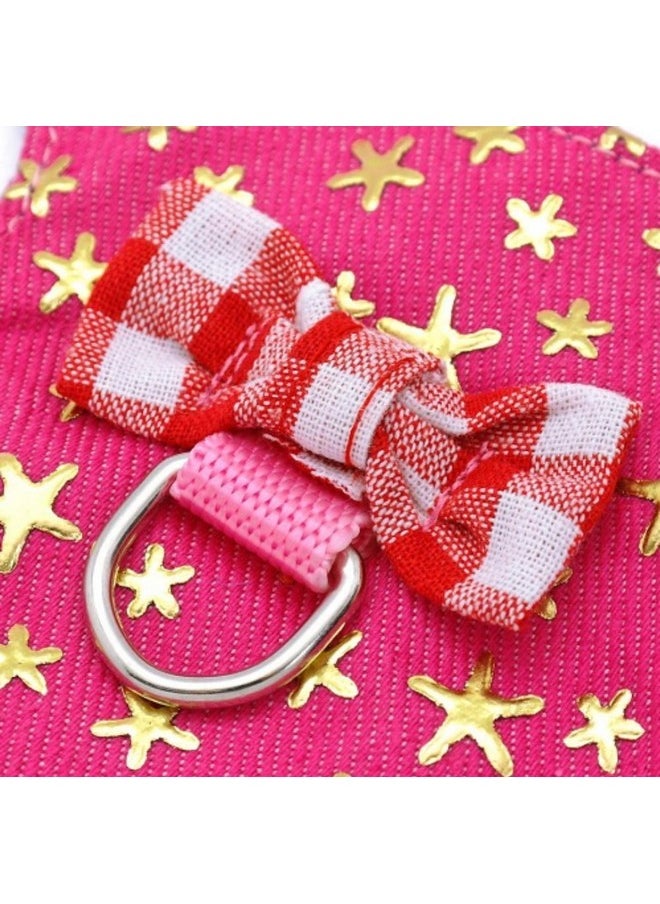 Stock Show Stock Show Small Pet Outdoor Walking Harness Vest and Leash Set with Cute Bowknot Decor Chest Strap Harness for Rat Ferret Squirrel Hamster Clothes Accessory, Pink Star  - Image 5