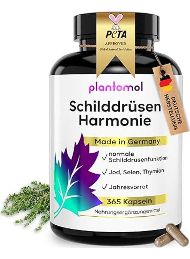 Plantomol Thyroid Harmony Iodine Selenium Capsules as Thyroid Complex for Hypothyroidism for Normal Thyroid Function ,365 Capsules - Image 1