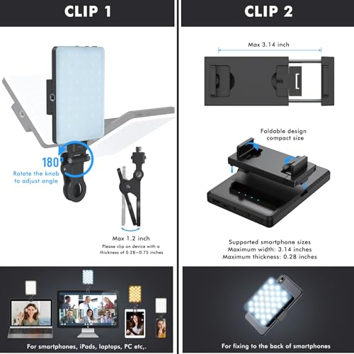 SKYVIK SIGNI Face Fill Light with 3 Adjustable Modes for Vlogs, Zoom Video Conferencing, Makeup, & Fashion Selfie Reel. CRI 95+ for True Colors, 1800mAh Battery, Type-C with Laptop & Phone Clip - Image 4