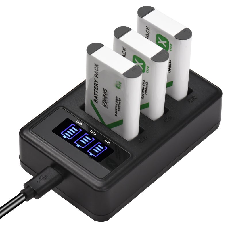 NP-BX1 Battery Charger: 3-Channel Black Charger With LED Indicators - 3Pcs 1350mAh Li-ion Batteries Kit For Camera Battery Charging Via Laptop Power Bank Adapter - Image 4