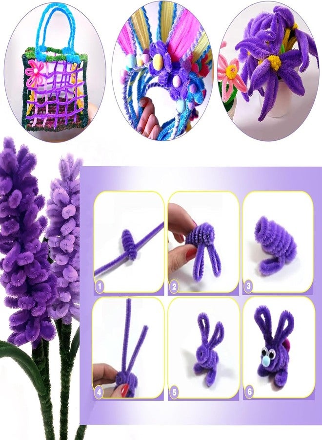 BestUBuy Pipe Cleaners 100 Pcs,Chenille Stems for DIY Crafts Decorations Creative School Projects (6 mm x 12 Inch)-(Purple) - Image 3
