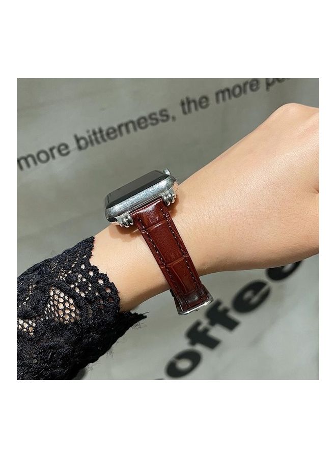 نيبمينينت سوار ساعة بديل بتصميم عرقي لساعات أبل سيريس 1/2/3/4/5/6/7 SE مقاس 42/44/45 مم بني - Image 4