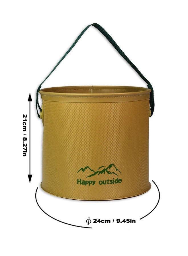 happy outside Foldable Collapsible Bucket for Camping & Car Washing - 9.5L Portable Water Container, Thickened EVA Material, Durable Waterproof & Sand Resistant - Multipurpose Basin for Outdoor, Home, Desert Travel (Khaki)  Foot soaking tub, Multipurpose storage pail, Outdoor laundry bucket, Collapsible Bucket, Portable Tub, RV Kitchen, Garden Watering, Beach Toy Storage, Compact - Image 2