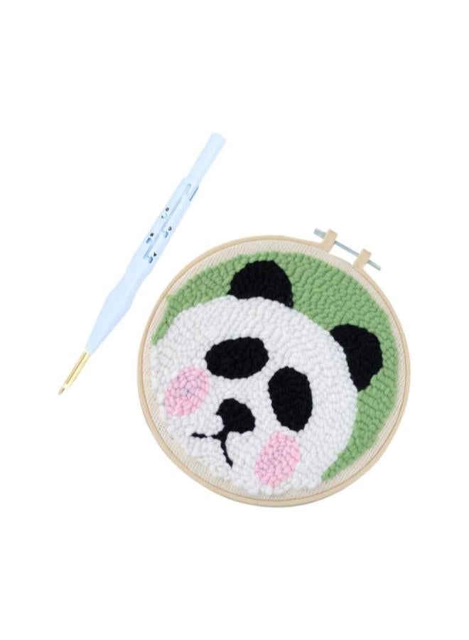 Generic Punch Needle Embroidery Kits Punch Needle Tool Threader Fabric Embroidery Hoop Yarn Rug Punch Needle Set for Beginners Kids Adults Panda  - Image 5