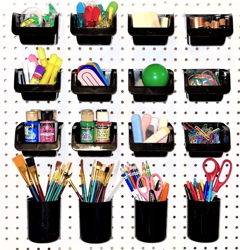 WallPeg Pegboard Bins & Cups - 15 each 5" Bins and 5 each 5" Cups - Hooks to Peg Board Panel Organize Hardware Arrange Accessories Workbench Tool Organizer Garage Storage -MADE IN USA- - Image 4