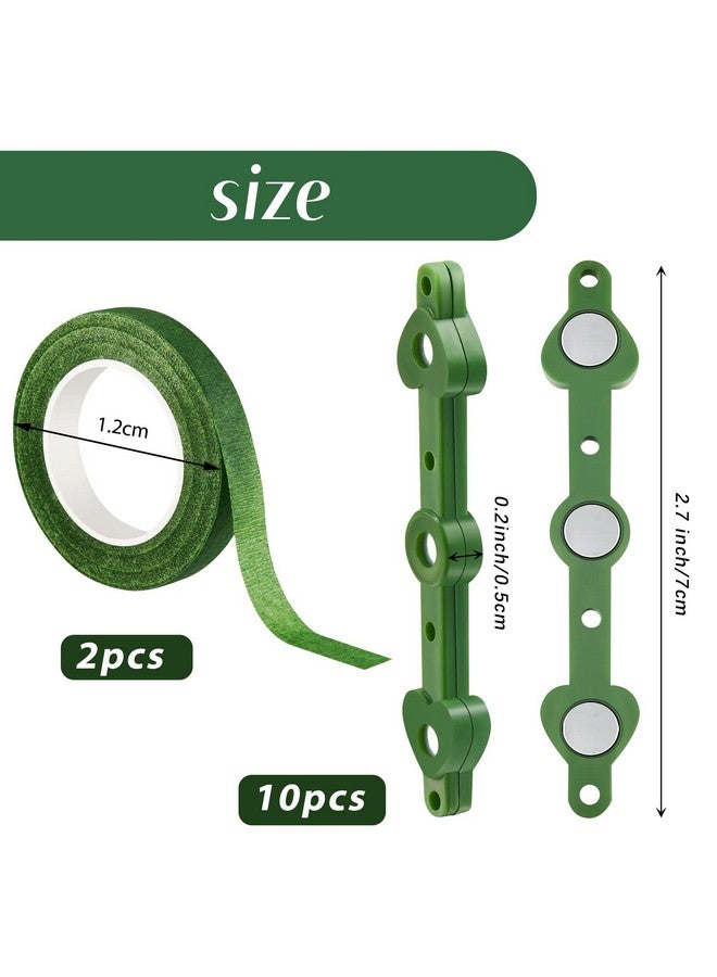 Waydress Small Floral Boutonniere Magnets Corsage Brooches Magnet And 2 Rolls 1/2 Inch X 30 Yards Green Floral Wrapping Tape For Handmade Wedding Bride Boutonnieres Bouquet Stem Wrapping And Crafts (10 Pairs) - Image 2