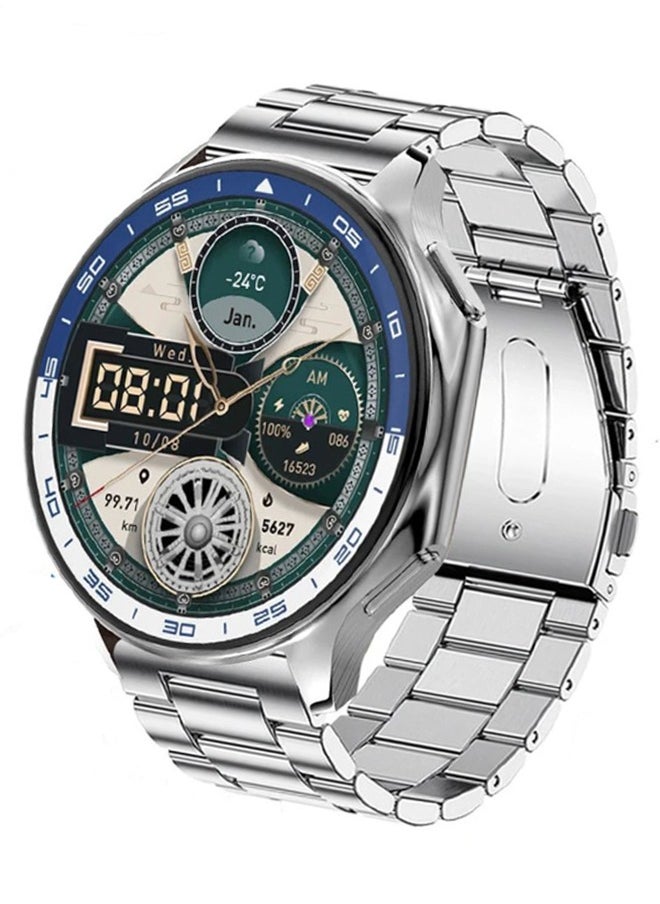 RollsTimi  Men's Smartwatch 1.43 AMOLED HD Screen Bluetooth Calling Activity Tracker Heart Rate Monitor IP68 Waterproof Compatible Android and iOS, Sports and Fitness Watch,Silver Steel  - Image 1