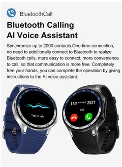 RollsTimi  Men's Smartwatch 1.43 AMOLED HD Screen Bluetooth Calling Activity Tracker Heart Rate Monitor IP68 Waterproof Compatible Android and iOS, Sports and Fitness Watch,Silver Steel  - Image 2