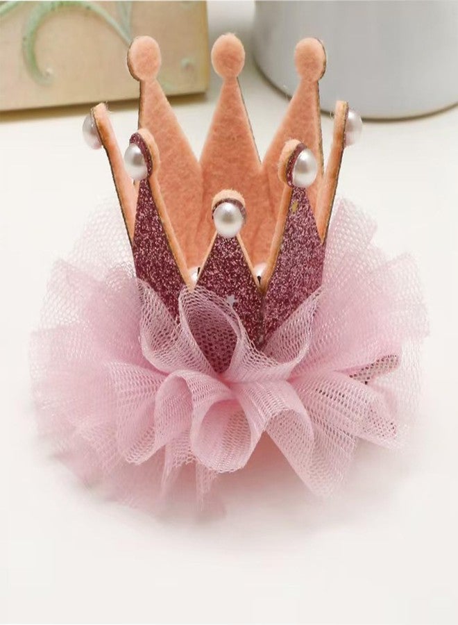 Ushang Pet Cat Princess Costumes Cat Crown Hat & Lace Bandana Scarf Set, Puppy Party Hat for Small Dogs & Cats, Lace Outfit for Cats and Small Dogs Birthday Party (Pink) - Image 3