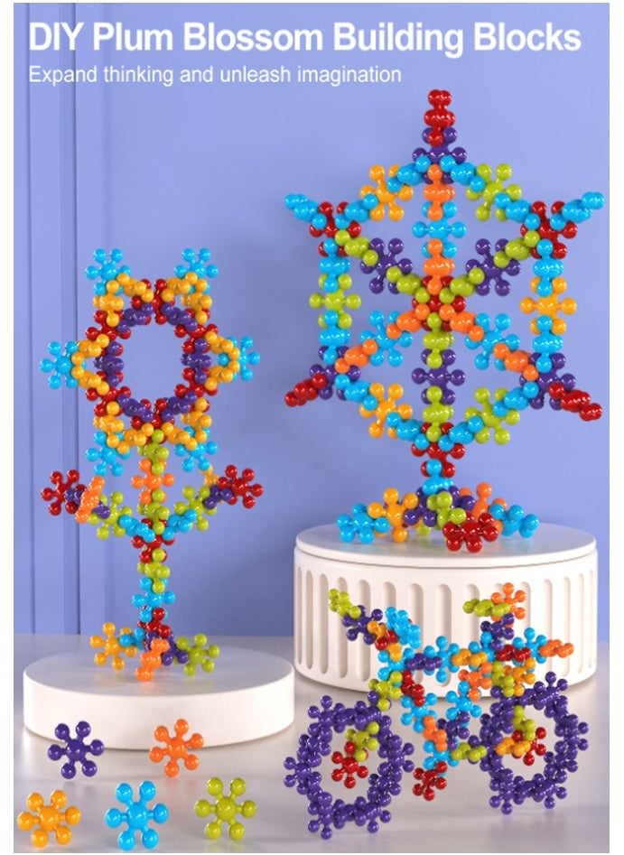DIY Plum Blossom Building Blocks - 80 Reusable Educational Toys for 3+ Year Olds, Washable Materials, Creative Early Learning and Motor Skills Development, Gifts for Toddlers  - Image 1