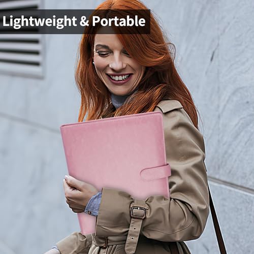 MOWPOG Professional Padfolio with Clipboard, Faux Leather Portfolio Folder Binder, Legal Pad Holder for A4 Letter Size Notepad, Resume, Writing, Ideal Organizer for Business Office Conference (Pink) - Image 3