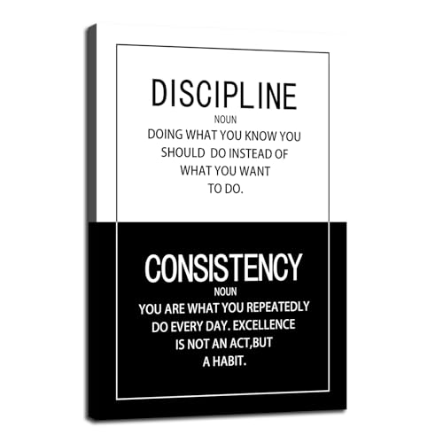 WYJDFART Inspirational Wall Art Discipline Consistency Noun Motivational Posters Picture Prints Canvas Modern Home Decor Painting Artwork for Office Stretched and Framed Ready to Hang 12W x 18H - Image 1