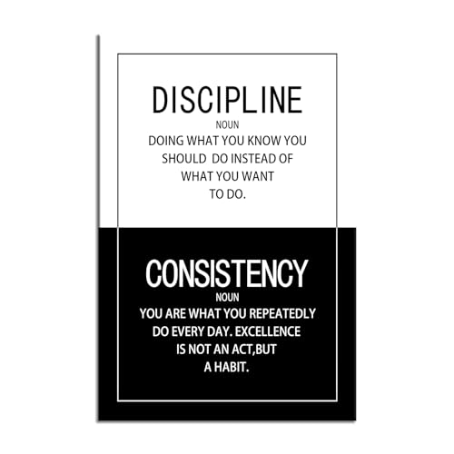 WYJDFART Inspirational Wall Art Discipline Consistency Noun Motivational Posters Picture Prints Canvas Modern Home Decor Painting Artwork for Office Stretched and Framed Ready to Hang 12W x 18H - Image 3