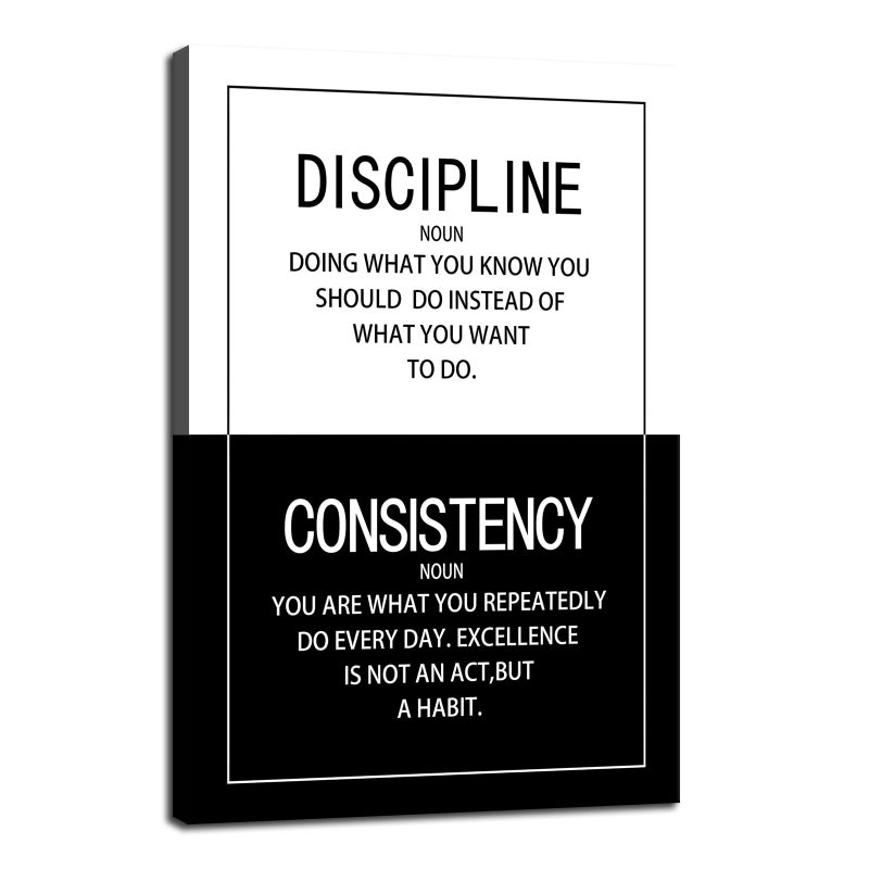 WYJDFART Inspirational Wall Art Discipline Consistency Noun Motivational Posters Picture Prints Canvas Modern Home Decor Painting Artwork for Office Stretched and Framed Ready to Hang 12W x 18H - Image 2