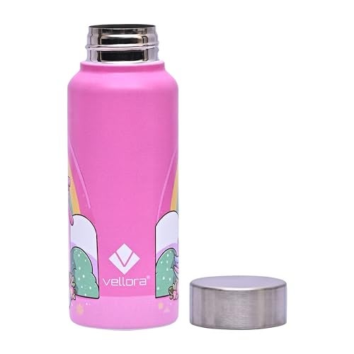 VELLORA Unicorn Animated Stainless Steel Water Bottle for Kids,School Water Bottle for Kids,Picnic Water Bottle,Sipper Bottle,Leak-Proof Bottle for Kid Travel Girls 500 ml (Pink) - Image 2