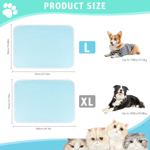 Qpets® Cooling Mat for Dogs, 70x50cm Dog Bed Cooling Pad for Summer Heat Relief Easy to Clean & Machine Washable Non-Slip Pet Mat for Indoor Use, Crate, Car Supports up to 70lbs (Blue) - Image 2