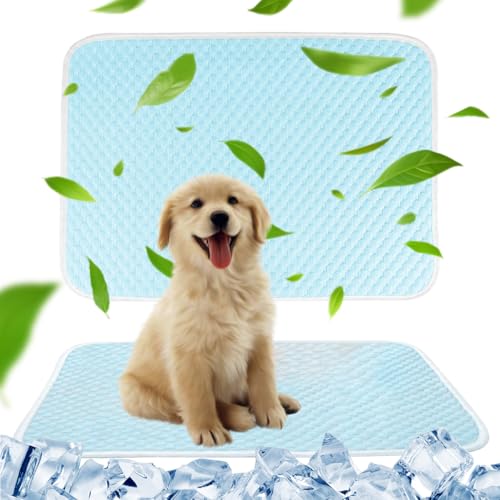 Qpets® Cooling Mat for Dogs, 70x50cm Dog Bed Cooling Pad for Summer Heat Relief Easy to Clean & Machine Washable Non-Slip Pet Mat for Indoor Use, Crate, Car Supports up to 70lbs (Blue) - Image 1