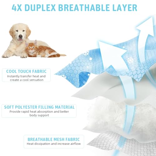 Qpets® Cooling Mat for Dogs, 70x50cm Dog Bed Cooling Pad for Summer Heat Relief Easy to Clean & Machine Washable Non-Slip Pet Mat for Indoor Use, Crate, Car Supports up to 70lbs (Blue) - Image 3
