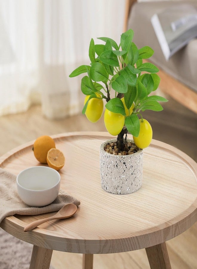 Woration Artificial Potted Plants Fake Yellow Lemon Tree Bonsai Decoration Faux Fruit Greenery with Pot Indoor for Home Office Living Room Table Ornaments - Image 4