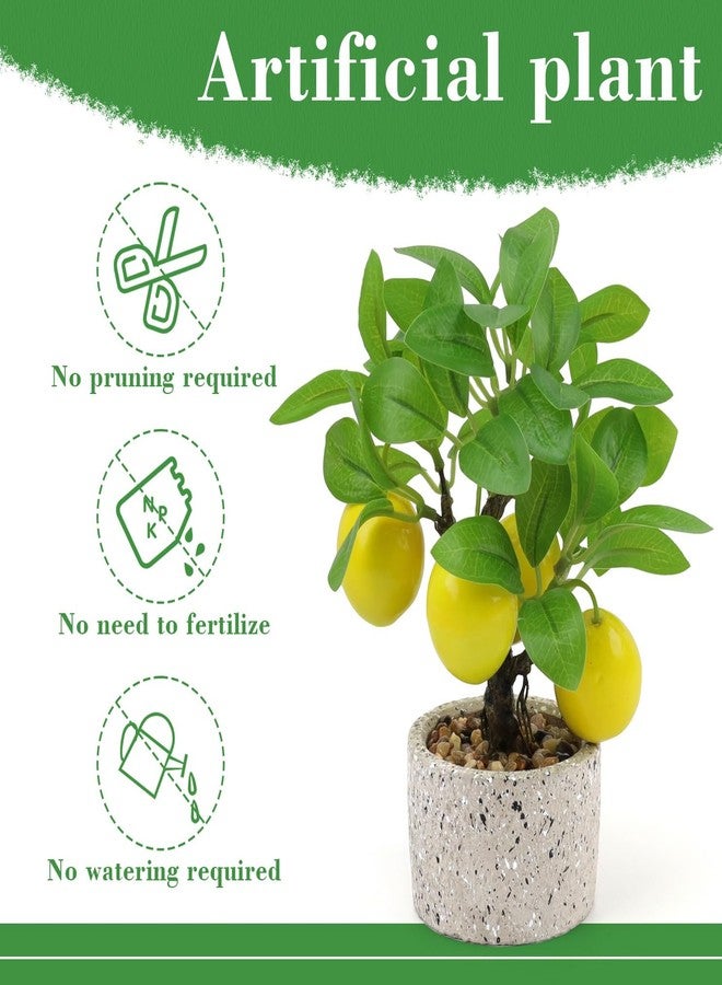 Woration Artificial Potted Plants Fake Yellow Lemon Tree Bonsai Decoration Faux Fruit Greenery with Pot Indoor for Home Office Living Room Table Ornaments - Image 5