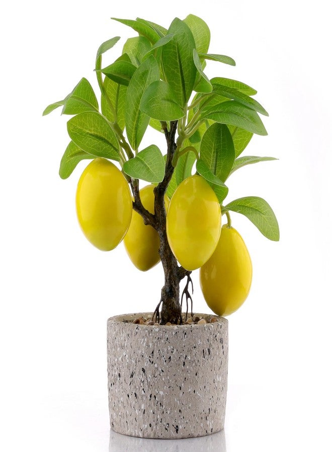 Woration Artificial Potted Plants Fake Yellow Lemon Tree Bonsai Decoration Faux Fruit Greenery with Pot Indoor for Home Office Living Room Table Ornaments - Image 1