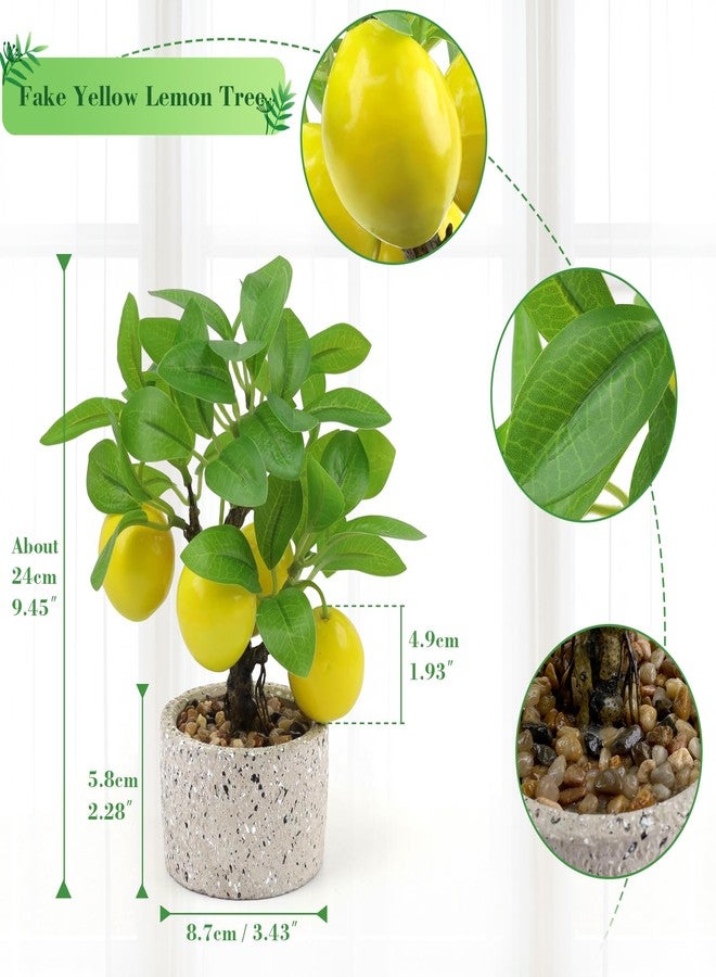 Woration Artificial Potted Plants Fake Yellow Lemon Tree Bonsai Decoration Faux Fruit Greenery with Pot Indoor for Home Office Living Room Table Ornaments - Image 2