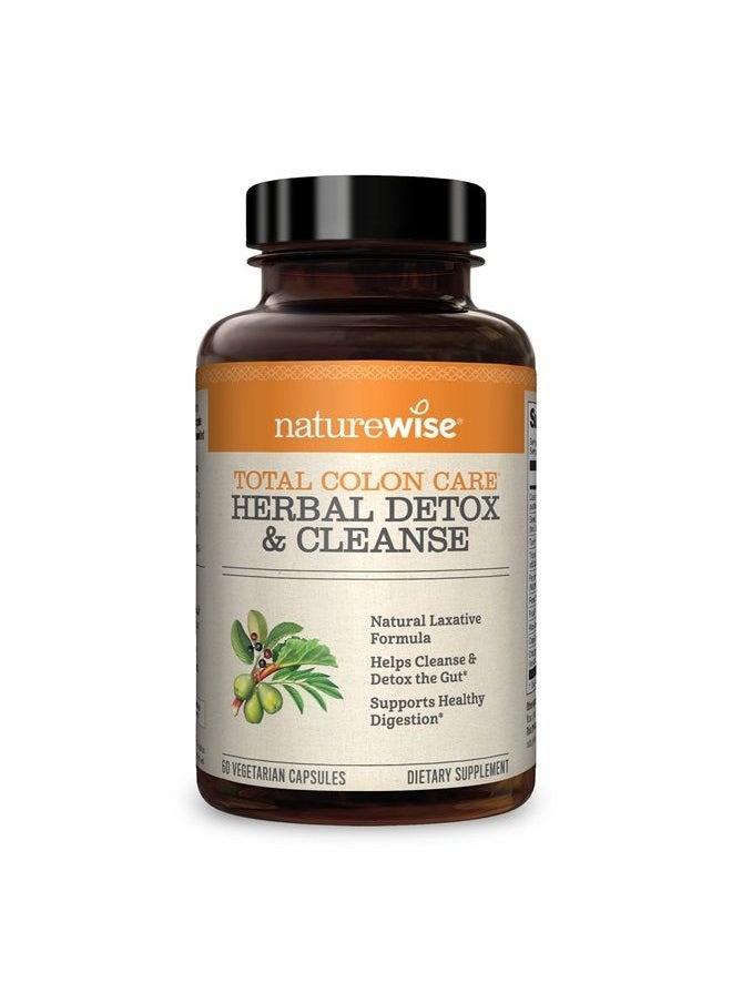 NatureWise - Herbal Detox Cleanse Laxative Supplements | Natural Colon Cleanser Herb & Fiber Blend for Constipation Relief, Toxin Rid, Gut Health, & Weight Loss Support [1 Month Supply - 60 Capsules] - Image 1