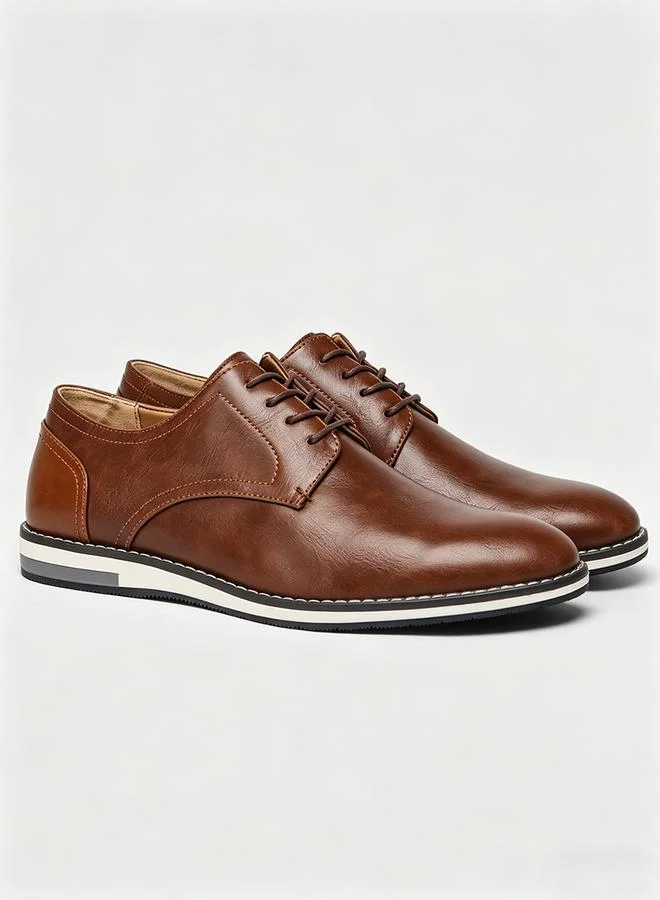 تايك تو Men Brown Casual Derby Shoes