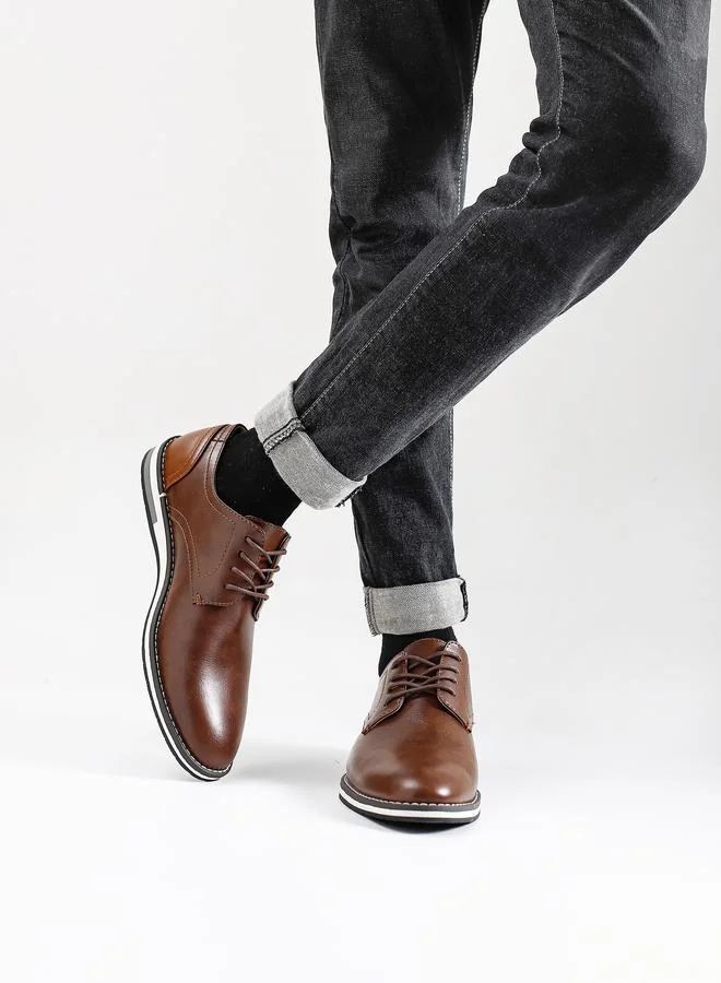 تايك تو Men Brown Casual Derby Shoes