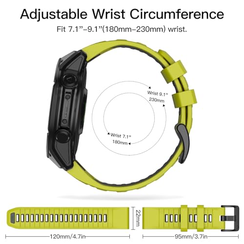 OVERSTEP Watch Band Compatible with Garmin Fenix 8 47mm/Fenix 7/Fenix 7 Pro/Fenix 6/Fenix 6 Pro/Fenix 5/Fenix 5 Plus, 22mm QuickFit Silicone Bands for Epix Pro 47mm/Fenix E/Forerunner 945 955 - Image 4