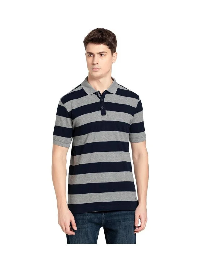US93 Men Super Combed Cotton Rich Striped Polo T Shirt