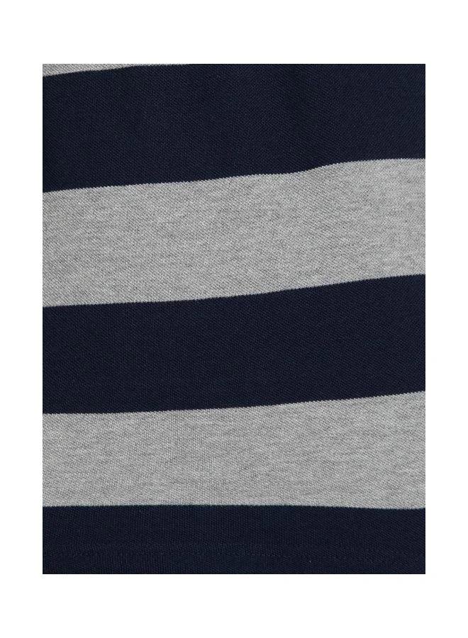 Jockey Grey Melange & Navy US93 Men Super Combed Cotton Rich Striped Polo T Shirt for Men | Best Price UAE