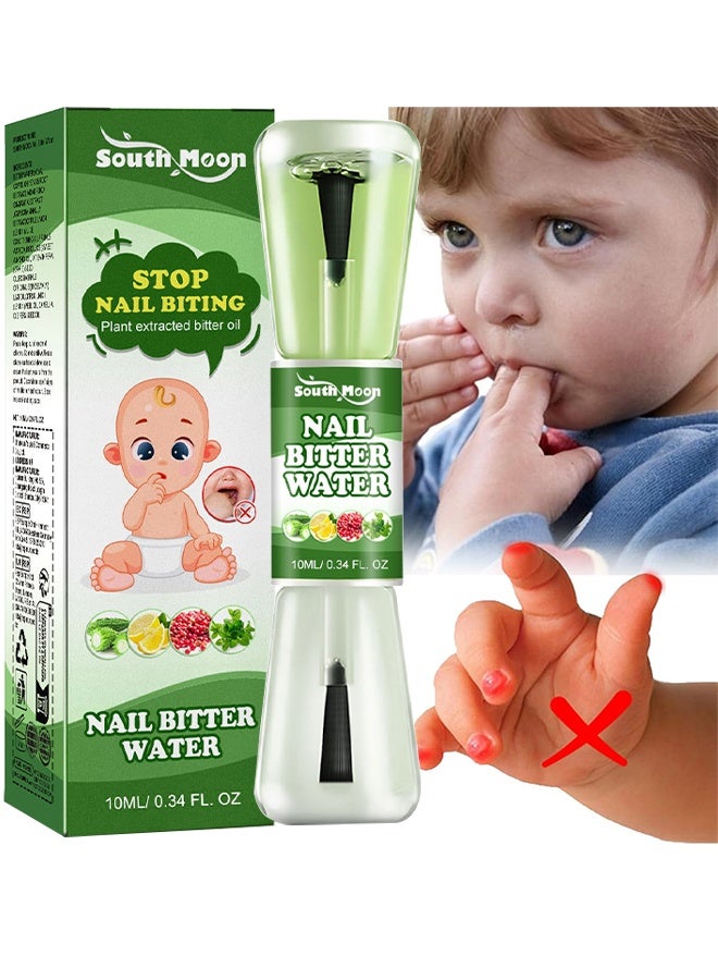 SOUTH MOON Nail Bitter Water, Nail Biting Treatment For Kids, 100% Natural And Kids Safe Bitter Taste, Nail Biting Prevention, No Bite Nail Polish For Stop Thumb Sucking, ​Day Night Care 10ml - Image 1