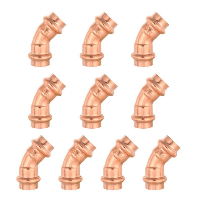 EFIELD Pack of 10 EFIELD 12 x 12 Copper Press Fit 45 Degree Elbow Fittings For Copper Tube Connection LBP DesignPRESS006 - Image 2