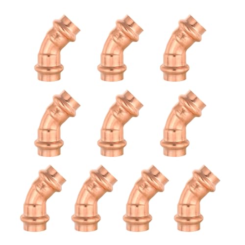 EFIELD Pack of 10 EFIELD 12 x 12 Copper Press Fit 45 Degree Elbow Fittings For Copper Tube Connection LBP DesignPRESS006 - Image 1