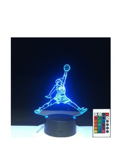 Greatest Basketball Player Michael Jordan Dunk Chicago Bulls 3D LED Night Light Lamp with Remote Controller