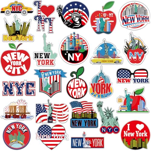 Fabbay 25 Pcs New York Fridge Magnet Magnetic Refrigerator Stickers New York Souvenirs Gifts Refrigerator Magnets for Fridge Laptop Locker Home Decoration Accessories - Image 1