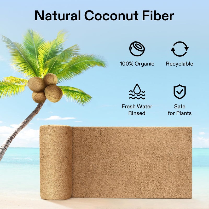 VIVOSUN Coco Coir Liner 12x80 in, 100% Natural Coconut Fiber Mat, Thickened Coco Liner Roll for Planters, Hanging Baskets, Garden Decoration, DIY Crafts, Pet Pads & Reptile Carpet - Image 2